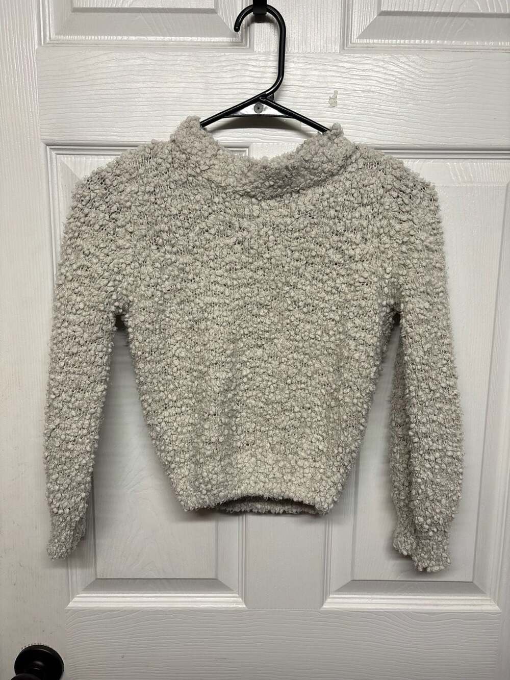 SO Mock Neck Popcorn Sweater Size Medium 8 Ivory Sherpa Long Sleeve